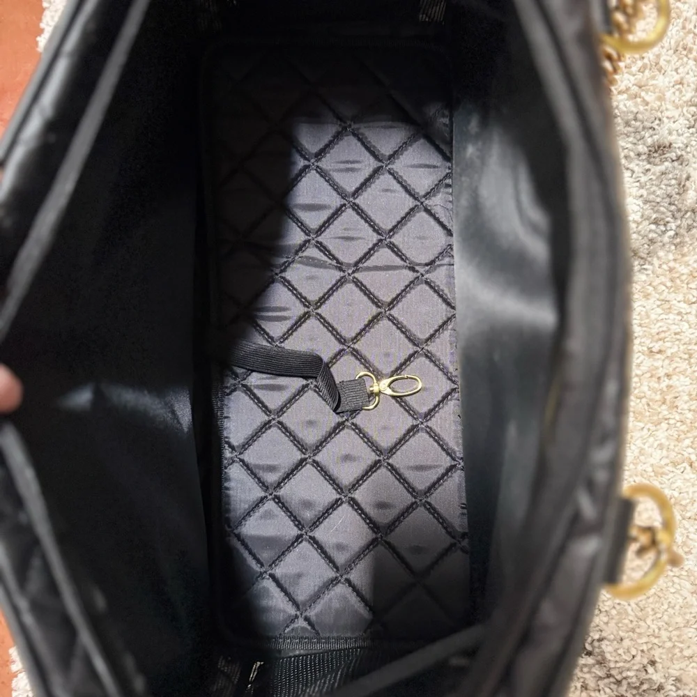 Black Quilted Dog Bag/Carrier with Gold Hardware! New!